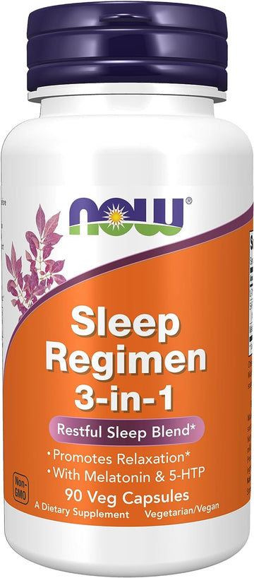 Now Foods Supplements, Sleep Regimen 3-In-1, With Melatonin, 5-Htp And L-Theanine, Restful Sleep Blend*, 90 Veg Capsules