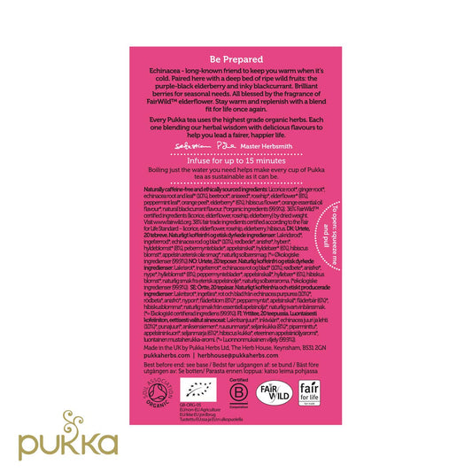 Pukka Organic Tea Bags, Elderberry & Echinacea Herbal Tea, Perfect For Wellness Support, 20 Count (Pack Of 6) 120 Tea Bags