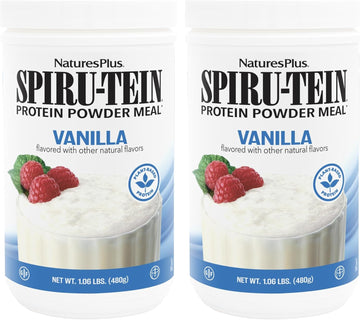 Natures Plus Spiru-Tein, Vanilla - 1.06 Lbs, Pack Of 2 - Plant-Based Protein Powder - Vegetarian, Gluten Free - 32 Total Servings