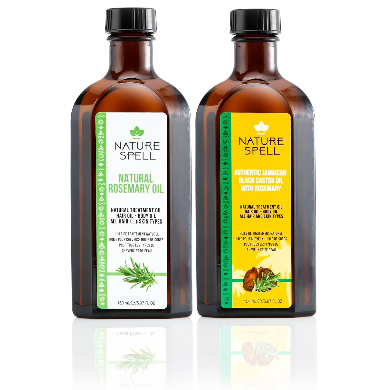 Nature Spell Rosemary, Almond, And Castor Oil Duo For Promoting Hair Growth And Treating Dry, Damaged Hair - 5.07 Fl Oz X2
