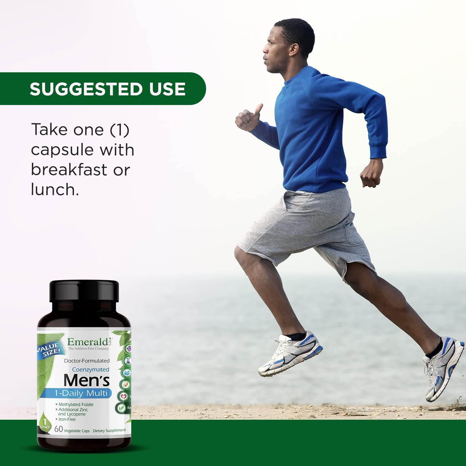 Emerald Labs Men'S 1 Daily Multi - Additive-Free Men'S Multivitamin - Includes Lycopene, Zinc, Vitamin D3, & More - Supports Bones, Prostate & Vision* - 60 Vegetable Capsules : Health & Household
