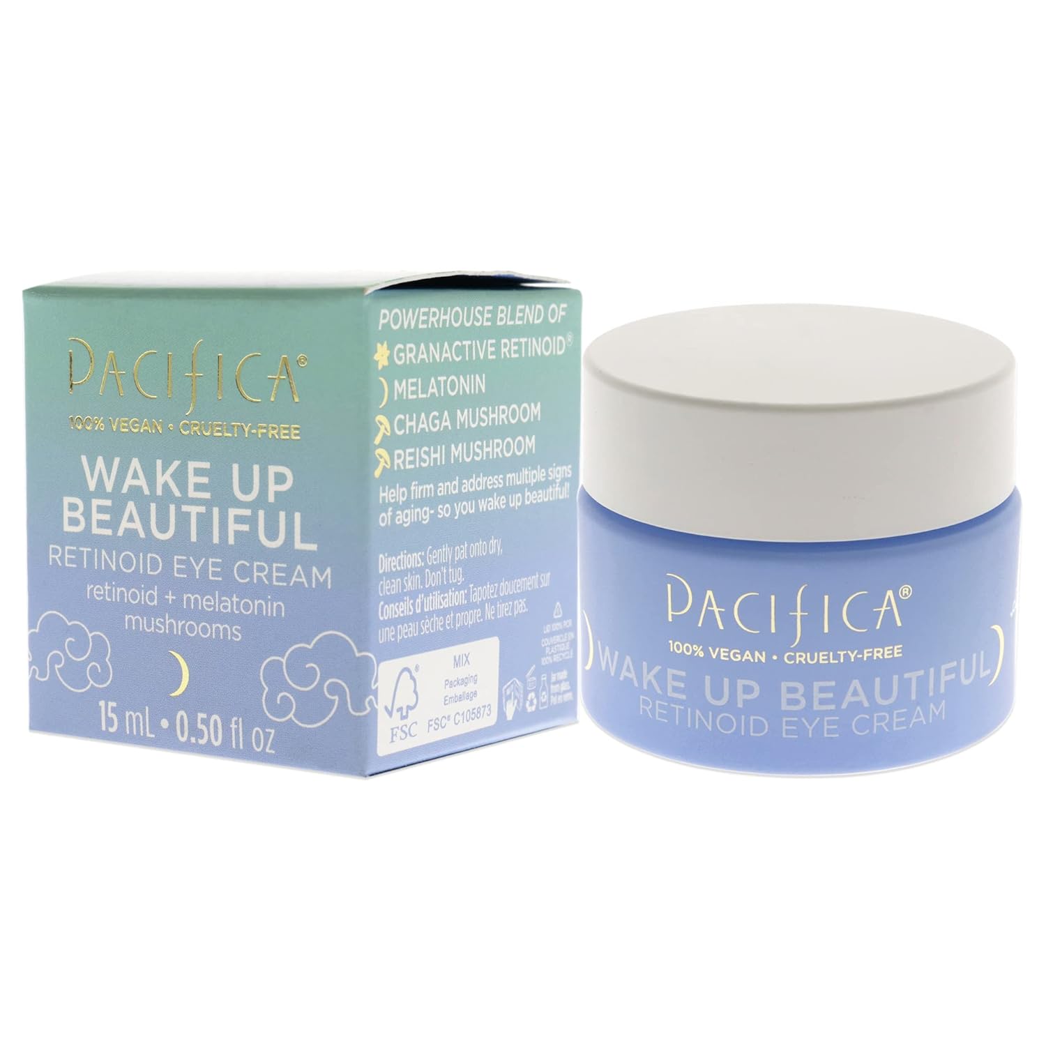 Pacifica Beauty, Wake Up Beautiful Retinoid Daily Under Eye Cream, For Aging Skin, Petroleum-Free Retinoid, Melatonin, Treat Fine Lines + Wrinkles, Clean Skin Care, Vegan + Cruelty Free, 0.5 Fl Oz : Beauty & Personal Care