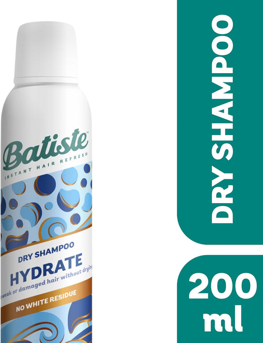 Batiste Dry Shampoo Hydrating 200Ml, Hair Benefits For Dry Brittle Hair, No Rinse Spray To Refresh Hair In Between Washes (Pack Of 2)