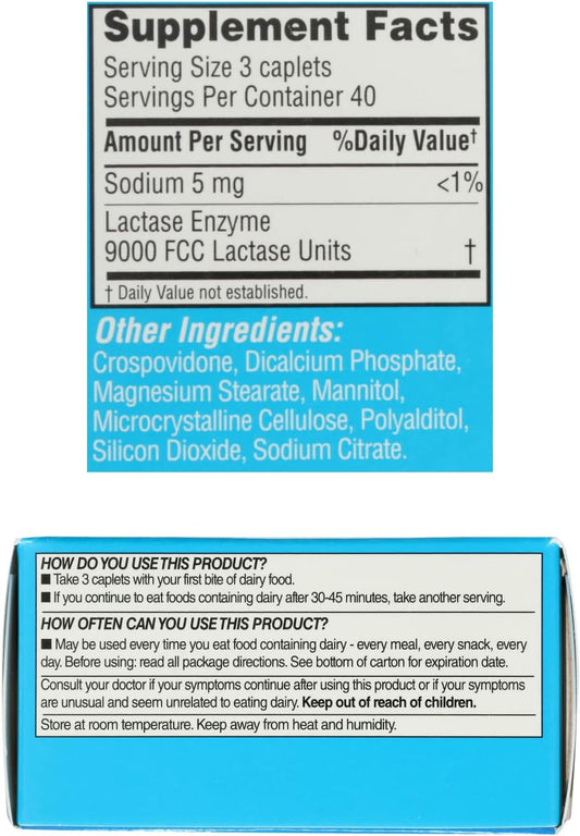 Rite Aid Fast Acting Dairy Relief Lactase Enzyme ? 120 Caplets | Lactase Enzyme Supplement | Lactose Intolerance Pills | Dairy Relief Pills | Digestive Enzyme Supplements | Digestive Enzymes