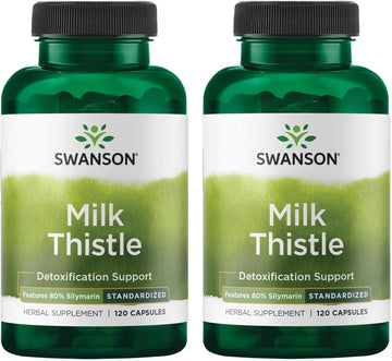 Swanson Milk Thistle - 100 Capsules - Herbal Liver Support Supplement For Overall Health And Wellbeing (2 Pack)