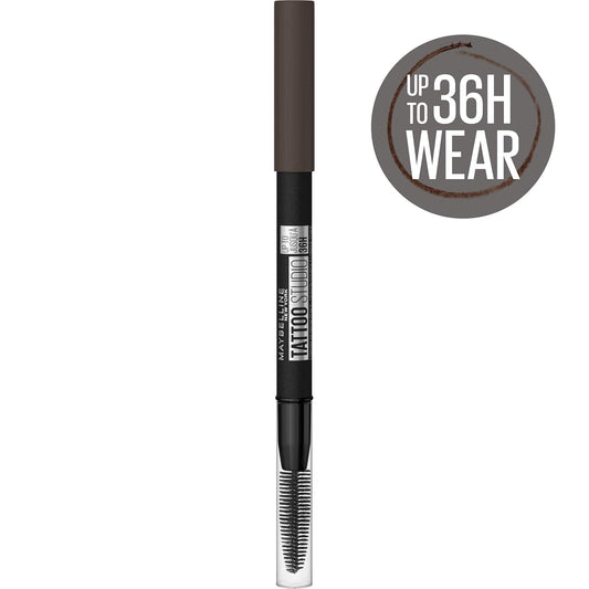 Maybelline Tattoostudio Waterproof Eyebrow Pencil, Sharpenable, Longwear, Long Lasting Eyebrow Pencil, Defined Brows, Pigment Brow Pencil, Black Brown, 1 Count