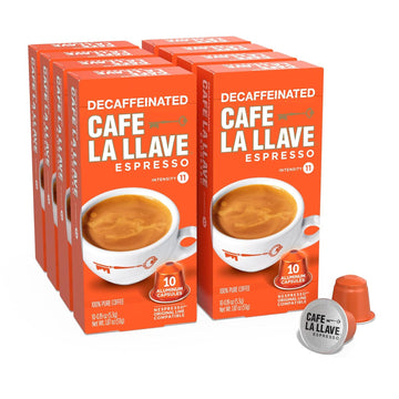 Cafe La Llave Decaf Espresso Pods: 80 Dark Roast Latin-Style Coffee Capsules, Intensity 11, Compatible With Nespresso Original Line Machines - Bold, Rich Flavor, Recyclable Aluminum