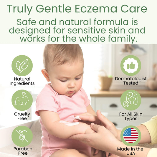 TruKid Soothing Skin Eczema Cream for Babies & Children, NEA-Accepted for Eczema, Safe for Sensitive Skin, All Natural Ingredients, Unscented, Hydrates & Moisturizes Irritated & Itchy Skin, 3.4oz