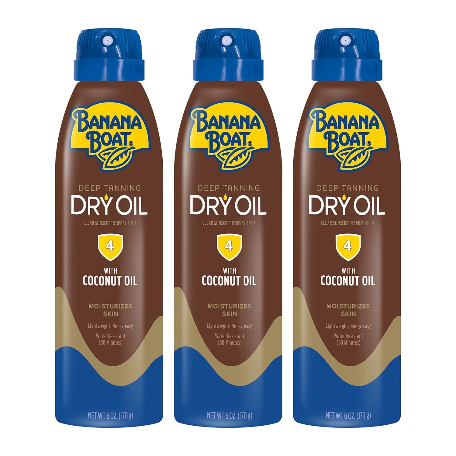 Banana Boat Deep Tanning Dry Oil Clear Spray Sunscreen SPF 4, 6oz | Tanning Sunscreen Spray, Banana Boat Dry Oil SPF 4, Dark Tanning Oil, SPF Tanning Oil, Oxybenzone Free Sunscreen, 6oz