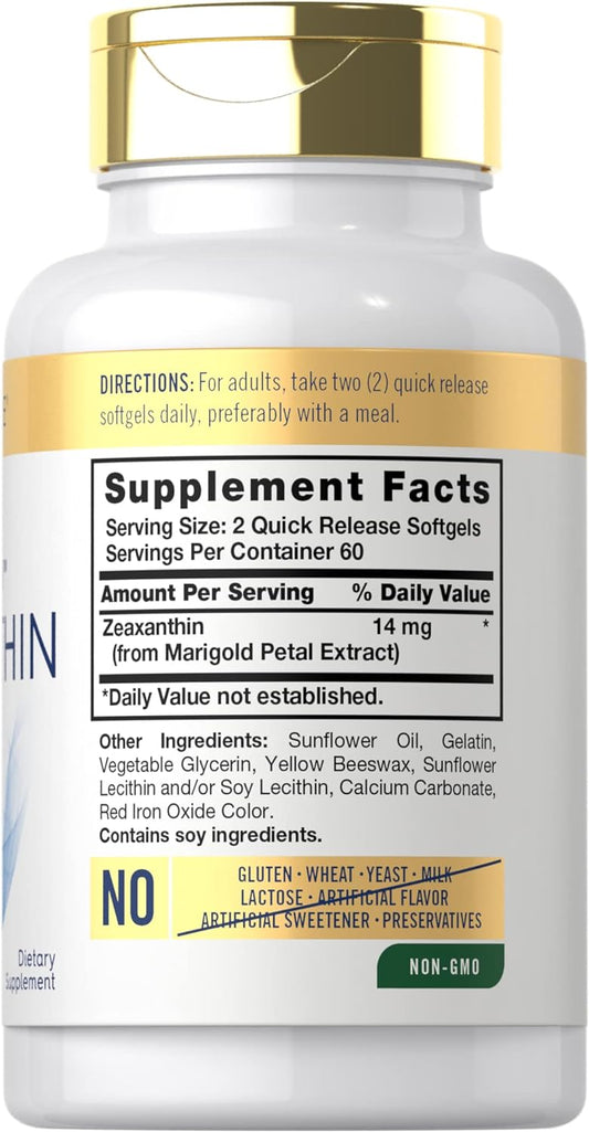Carlyle Zeaxanthin 14 mg | 120 Softgels | Supports Eye Health | Non-GMO, Gluten Free Supplement