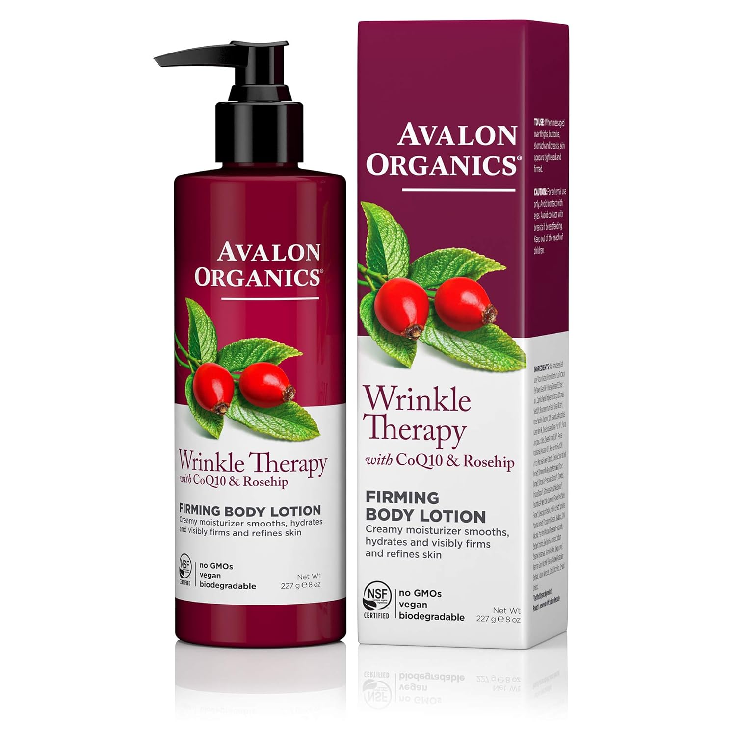 Avalon Organics Firming Body Lotion, Wrinkle Therapy With Coq10 & Rosehip, 8 Oz