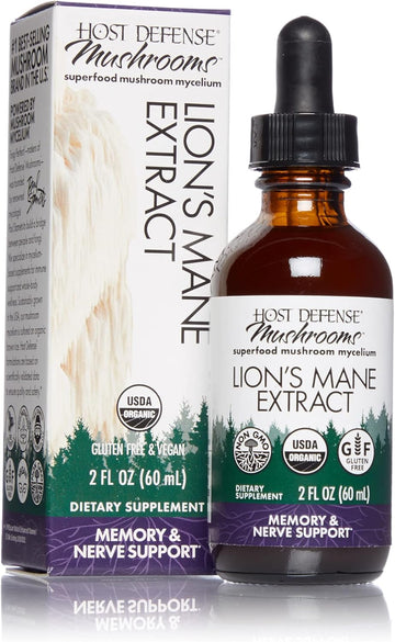 Host Defense, Lion's Mane Extract, Promotes Mental Clarity, Focus and Memory, Mushroom Supplement, Plain, 2