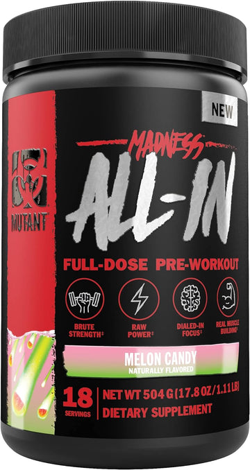 Mutant Madness All-in | Full Dosed Pre-Workout - Melon Candy - 18 Serv