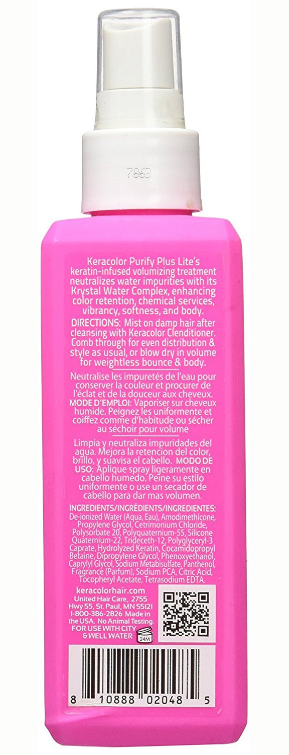 KERACOLOR Keratin Leave in Conditioner for Color Treated Spray with Oil Detangler Curly Hair Paraben Gluten and Vegan Free Purify Plus Lite, Coconut, 7 Fl Oz : Beauty & Personal Care