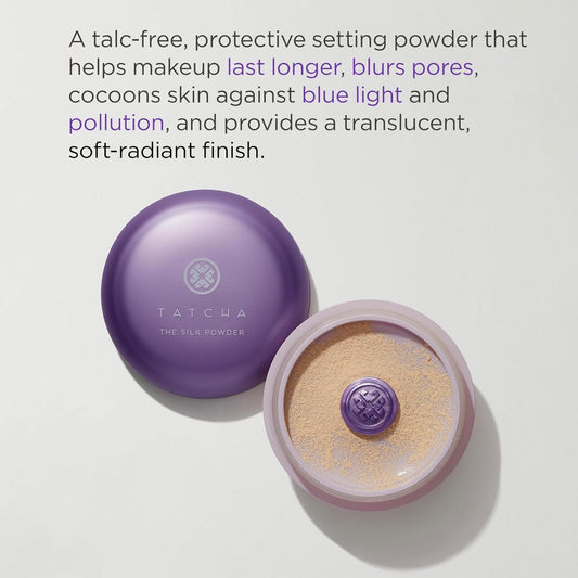 Tatcha The Silk Powder | Protective Setting Powder | Helps Makeup Last Longer, Blurs Pores & Provides A Translucent, Soft-Radiant Finish, 20 G| 0.7 Oz