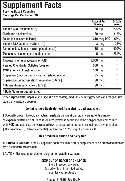 Biotics Research Chondrosamine Plus Glucosamine Plus Chondroitin, Msm, Vitamins And Minerals, Joint & Connective Tissue Support, Healthy And Ease Of Movement. 90 Capsules