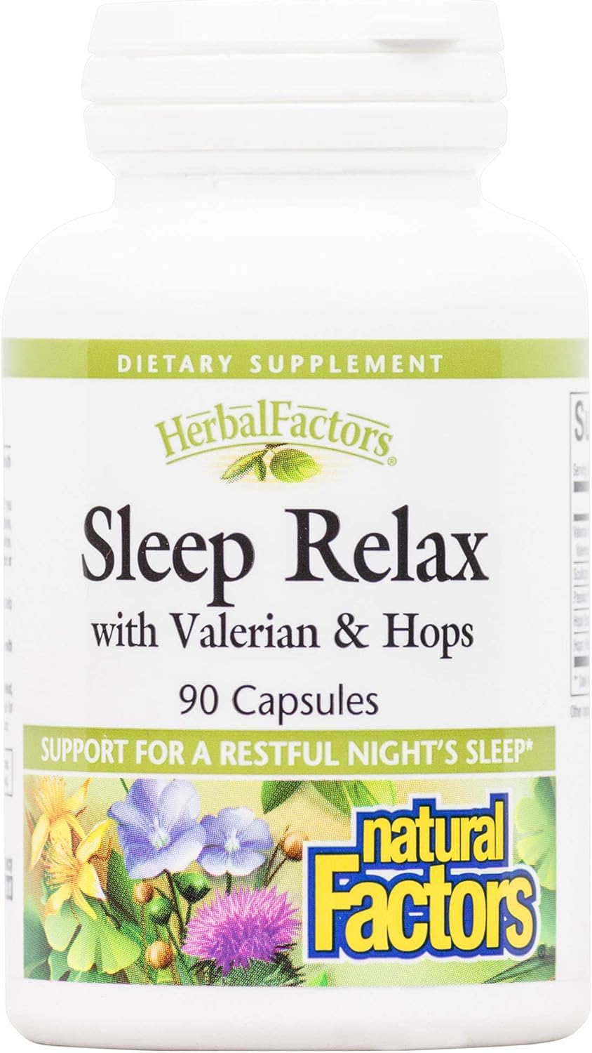 Natural Factors Herbal Factors Sleep Relax Formula, Natural Sleep Aid With Valerian Root, Passion Flower And Skullcap, Non-Gmo, 90 Capsules (90 Servings)