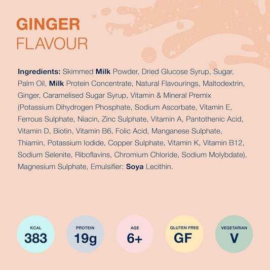 Aymes - High Protein Nutritional Powder Shakes - Ginger - 42 Servings - Milkshake-Style Drink Mix - Gluten Free, Vegetarian, Halal & Kosher Suitable - For Ages 3+ And Adults