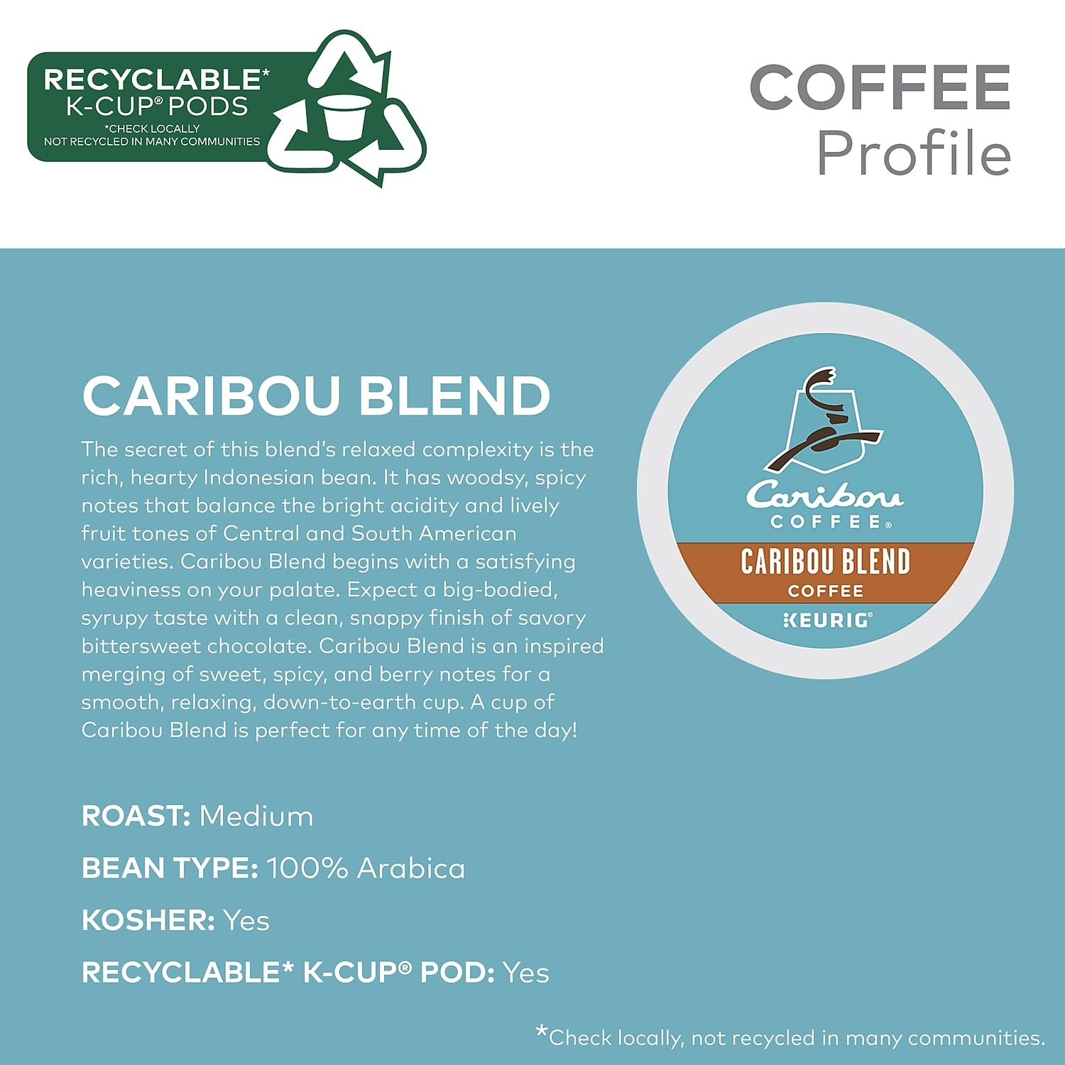 Caribou Coffee Caribou Blend, Keurig Single-Serve K-Cup Pod, Medium Roast Coffee Pods, 44 Count : Grocery & Gourmet Food