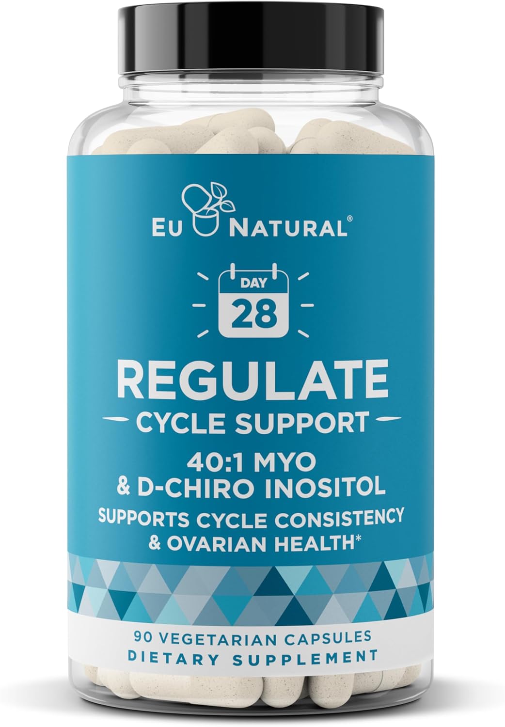 Regulate Menstrual Cycle Support – Hormone Balance For Women At Optimal 40:1 Myo-Inositol & D-Chiro Inositol – Pcos Supplement For Period Consistency, Menstrual & Ovulation Support – 90 Vegan Capsules