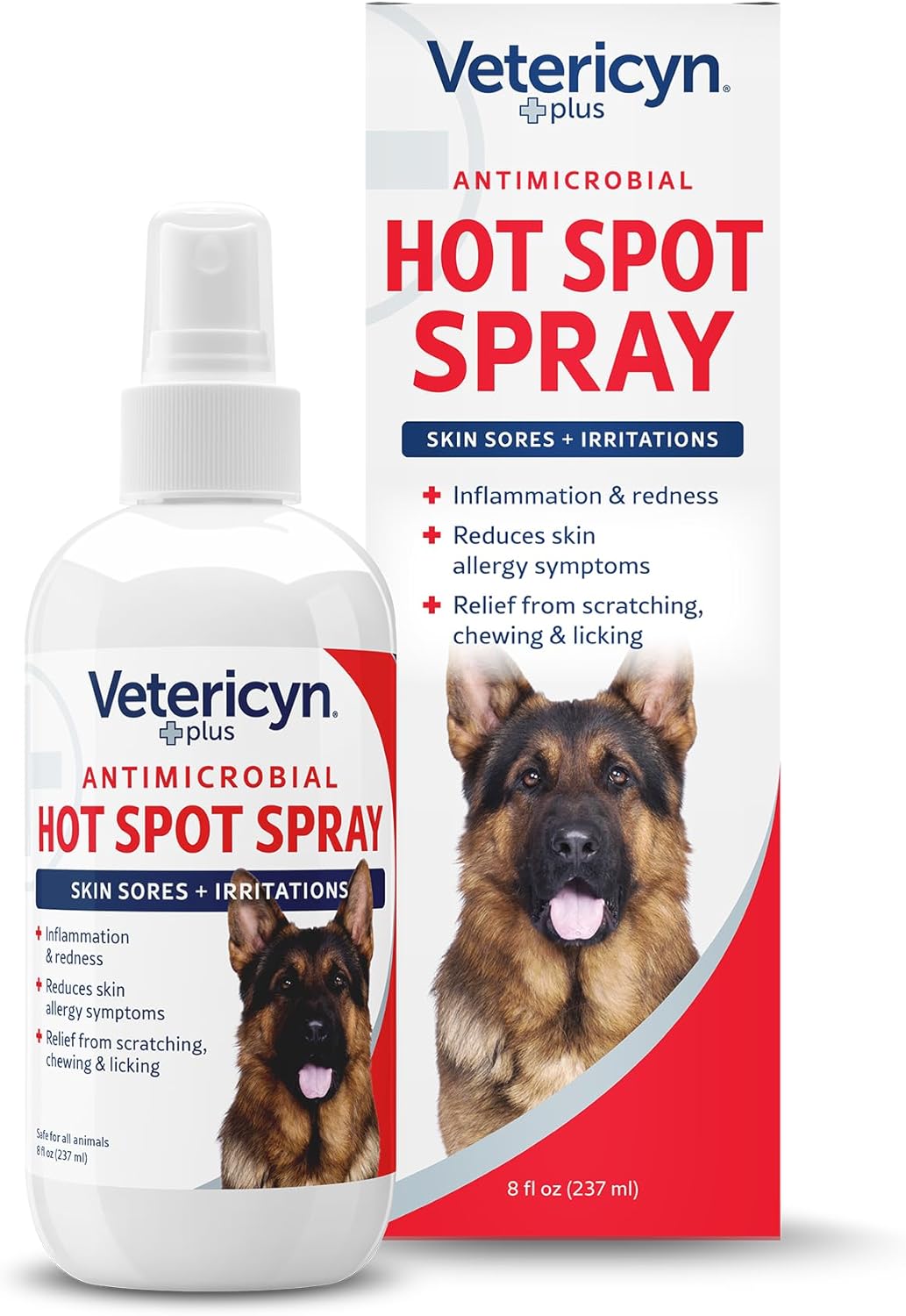 Vetericyn Plus Hot Spot Spray for Dogs Skin Sores and Irritations | Itch Relief for Dogs and Prevents Chewing and Licking at Skin, Safe for All Animals. 8 Ounces