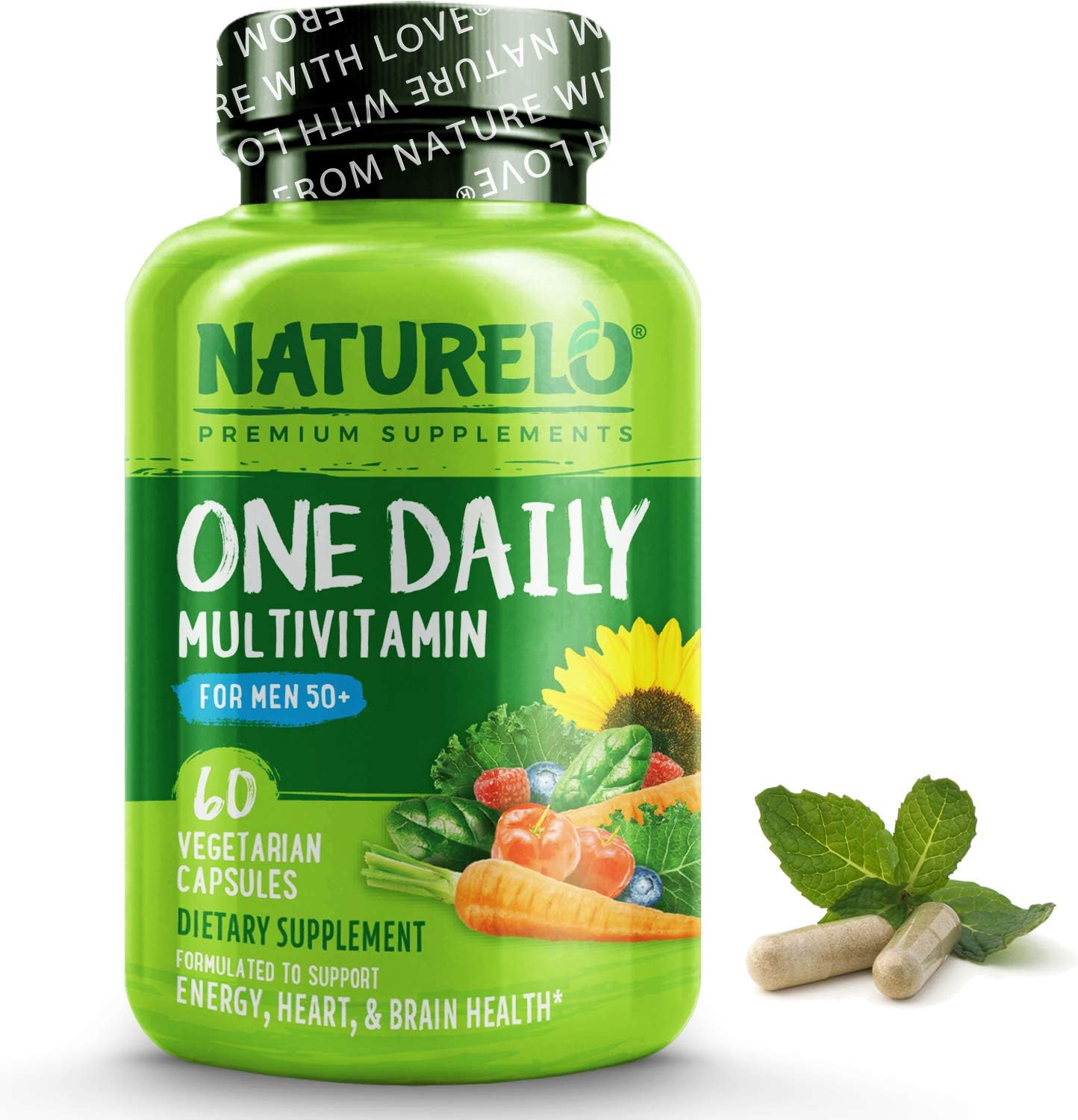 Naturelo Mens Multivitamins For Men 50+ - One Daily Multivitamin For Men With Vitamins, Minerals & Organic Whole Foods Non-Gmo, 60 Vegetarian Capsules