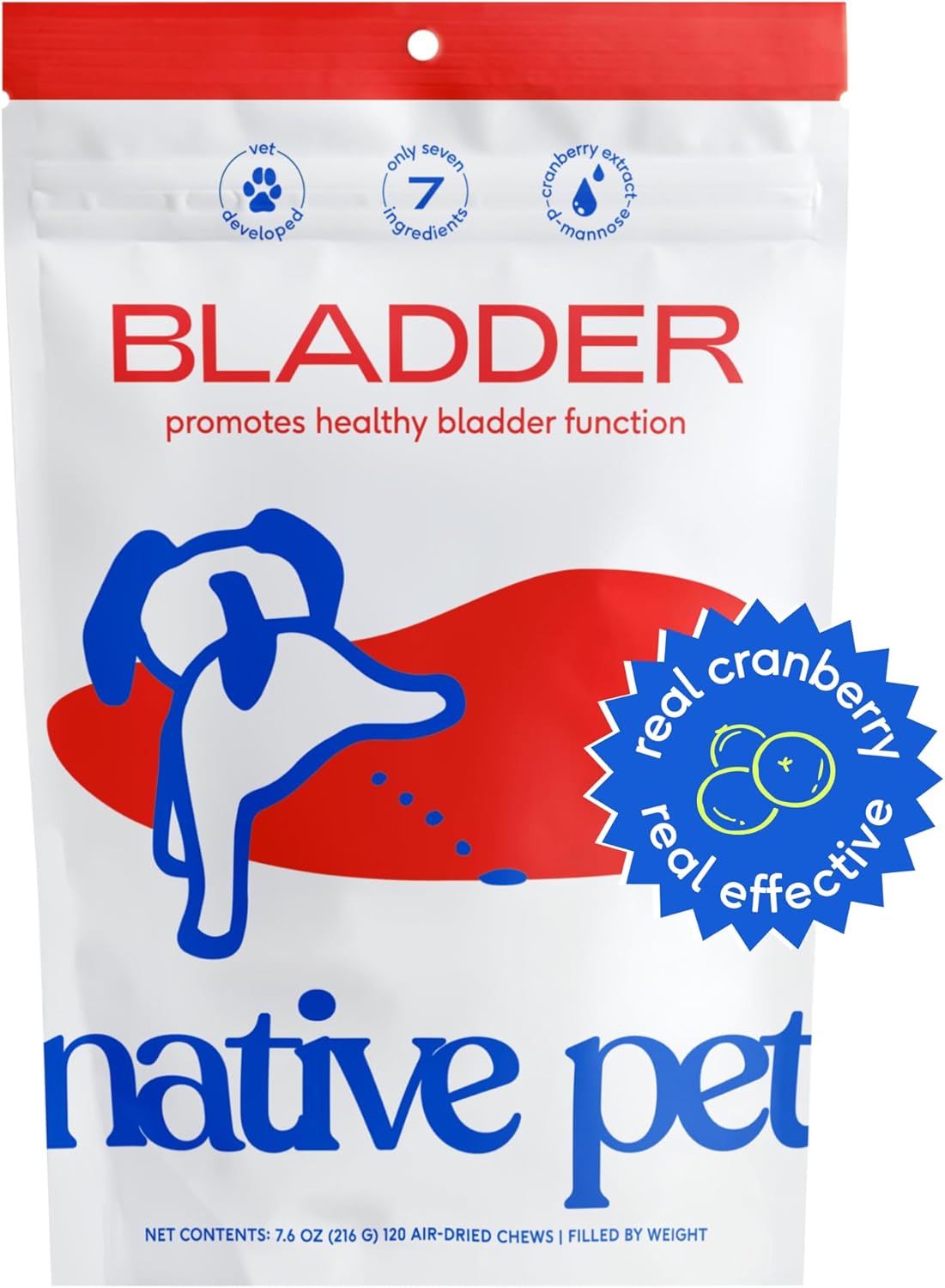 Native Pet Dog Uti Treatment - Cranberry Chews For Dogs And Cat Uti - Bladder Control For Dogs - Dog Urinary Tract Infection Treatment - Uti Medicine For Dogs - Dog Cranberry Supplement - 120 Chews
