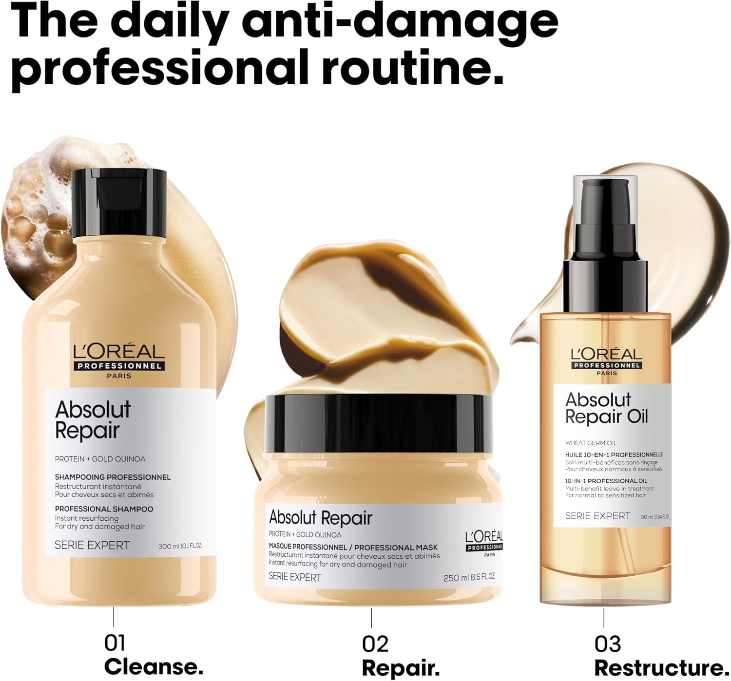 L'Oréal Professionnel Serie Expert Absolut Repair Shampoo and Hair Mask Set, Repairs and Hydrates Dry and Damaged Hair, 300 ml and 250 ml : Amazon.co.uk: Beauty