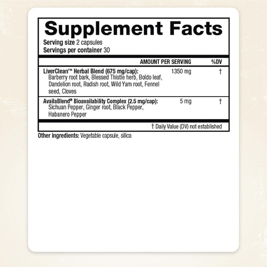 RidgeCrest LiverClean, Herbal Cleanse and Support Veg-Capsules, 60-Count