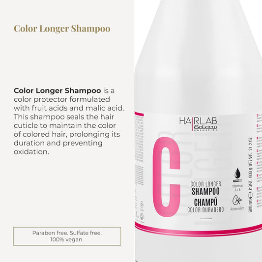 Salerm - Dyed, Bleached, Or Gray Hair Shampoo - Shampoo Color Longer Hair Lab - 600 Ml - With Provitamin B5 And Vitamins A And E - Seals And Maintains Color - Sulfate And Paraben-Free