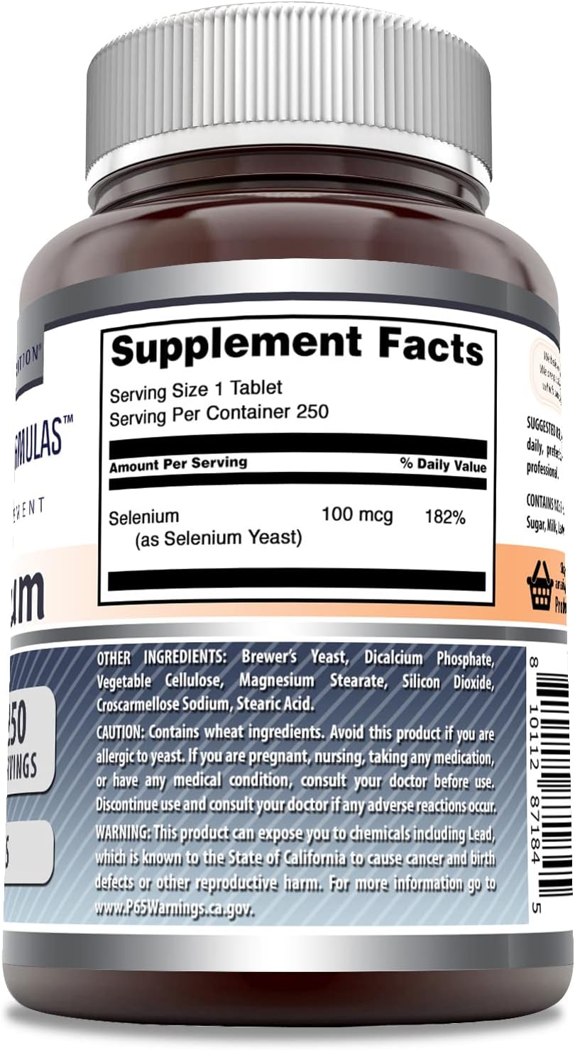 Amazing Formulas Selenium 100 mcg 250 Tablets Supplement | Non-GMO | Gluten Free | Made in USA