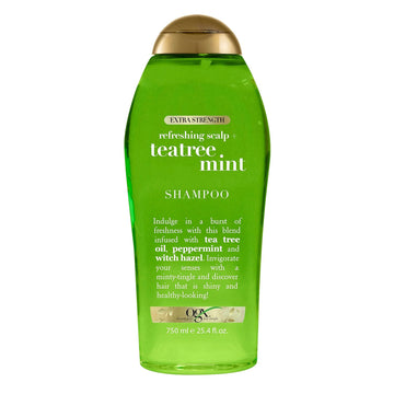 Ogx Extra Strength Refreshing Scalp + Teatree Mint Shampoo, Invigorating Scalp Shampoo With Tea Tree & Peppermint Oil & Witch Hazel, Paraben-Free, Sulfate-Free Surfactants, 25.4 Fl Oz