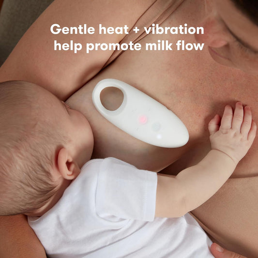 2-in-1 Lactation Massager - Multiple Modes of Heat + Vibration for Clogged Milk Ducts, Increase Milk Flow, Breast Engorgement - USB Cord Included, White, pink