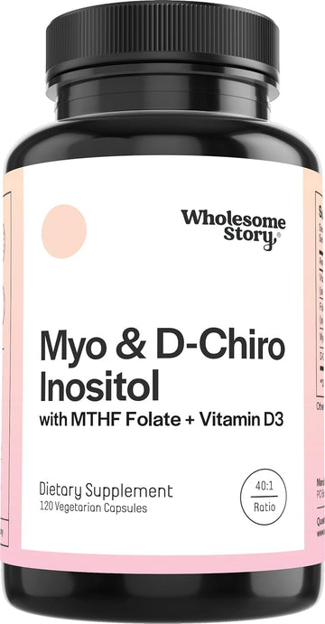Myo-Inositol & D-Chiro Inositol Capsules With Mthf, Folate, Vitamin D | Support For Ovarian Function, Hormone Balance, & Homocysteine Levels | Fertility Supplements For Women | 360 Count 40:1 Ratio