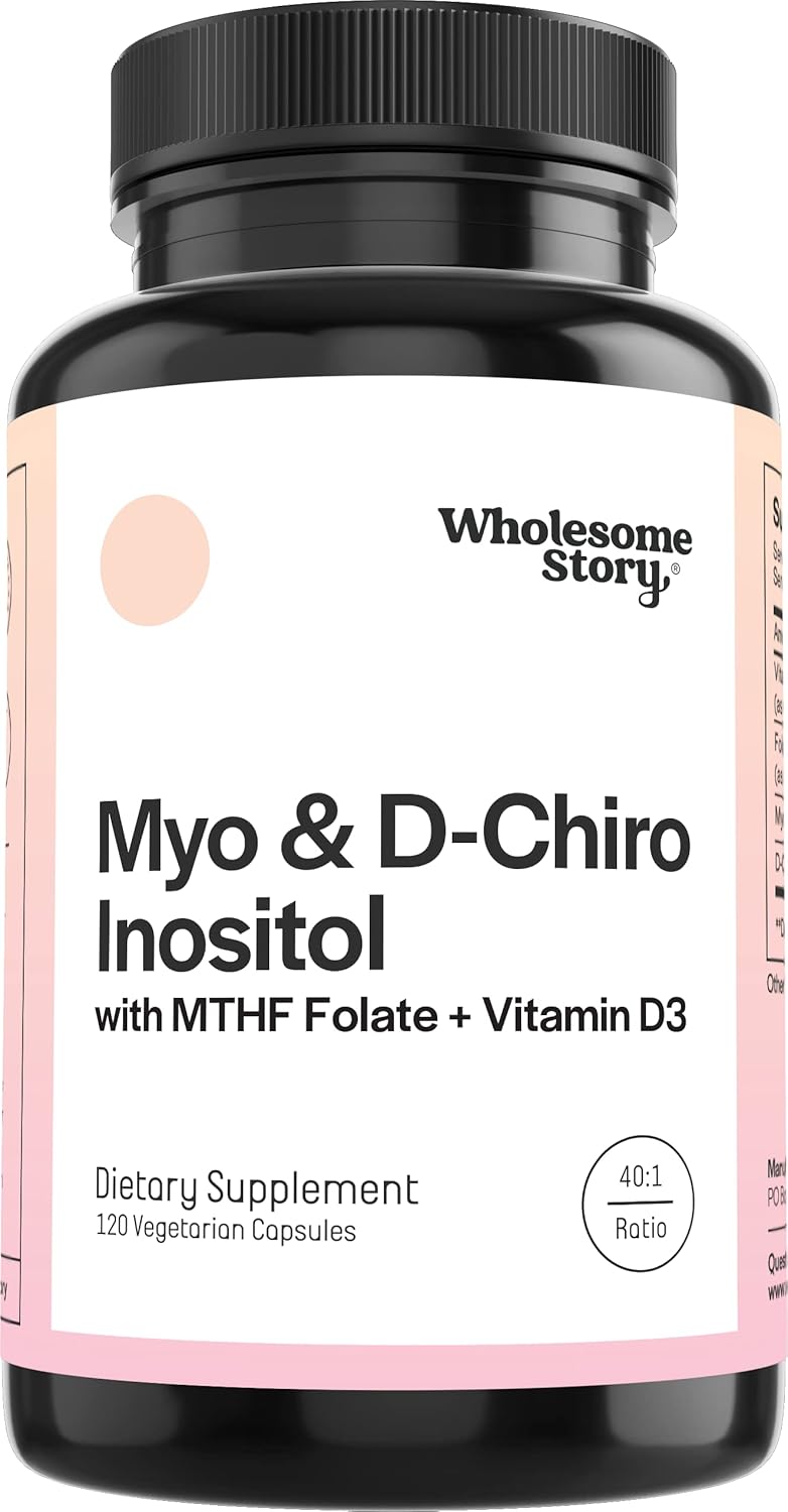 Myo-Inositol & D-Chiro Inositol Capsules With Mthf, Folate, Vitamin D| Support For Ovarian Function, Hormone Balance, & Homocysteine Levels | Fertility Supplements For Women | 40:1 Ratio