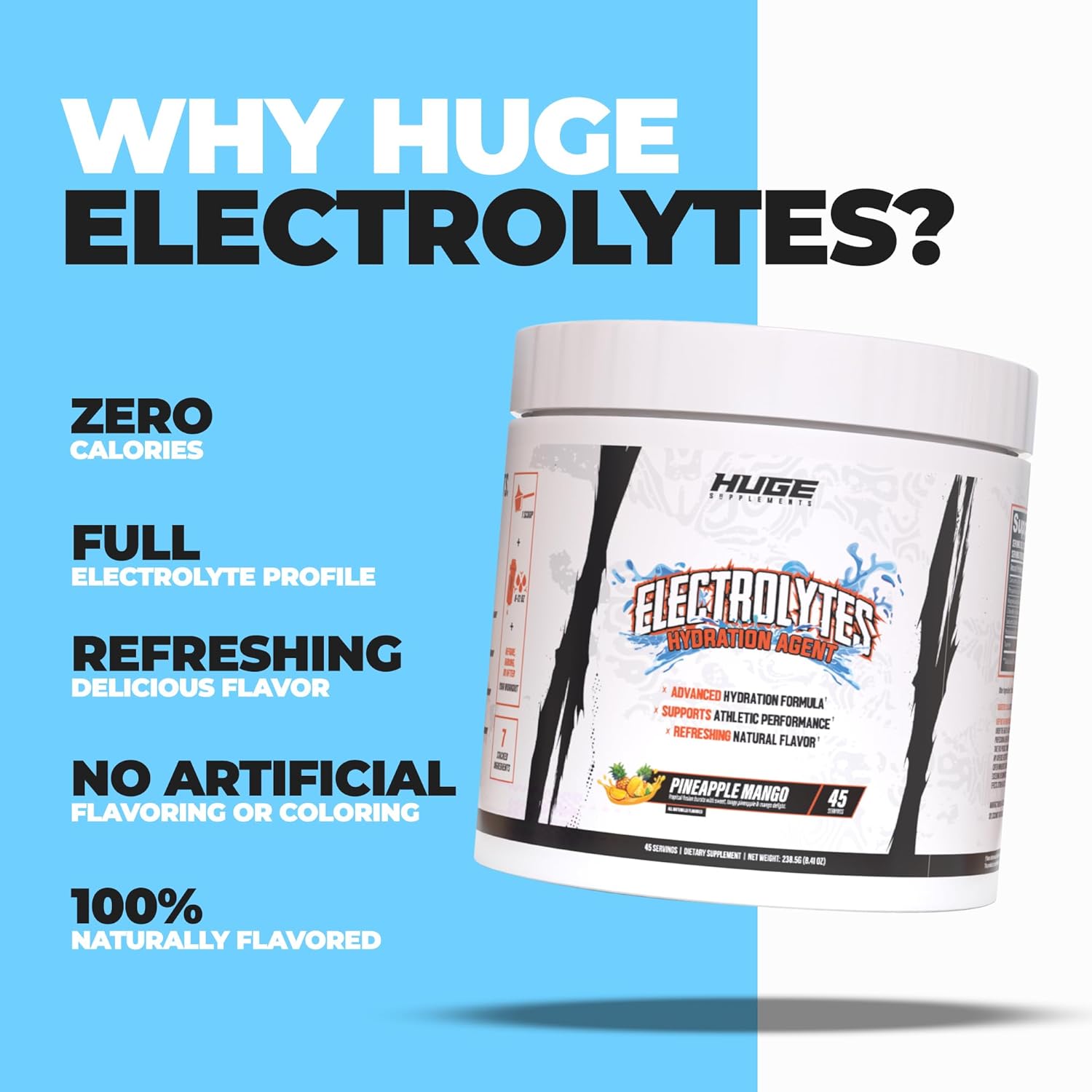 Huge Supplements Electrolytes Powder - Advanced Hydration Formula W/Full Electrolyte Profile - Sugar Free, No Artificial Flavors Or Colors - 45 Servings (Artic Lime) : Health & Household