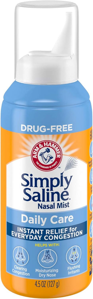 Arm & Hammer Simply Saline Nasal Care Daily Mist 4.5Oz – Instant Relief For Every Day Congestion – One 4.5Oz Bottle