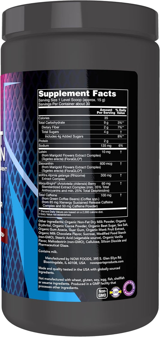 Now Sports Esport Reaction, Gaming Performance Supplement, 30 Servings, Chocolate Milkshake, Crash Free Energy For Alertness And Focus, Blue Light Protection* With Lutein