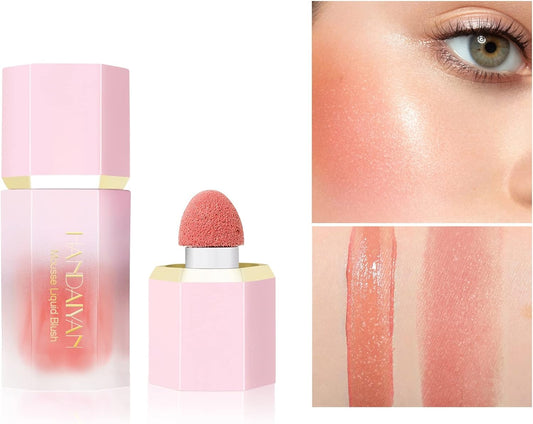 Liquid Blush Face Blusher Rouge Natural Smooth Blusher Pigment Long Lasting Creamy Soft Cheek Multi-Purpose Stick Makeup With Cushion Cosmetics Liquid Facial Blush(Swipe Right)