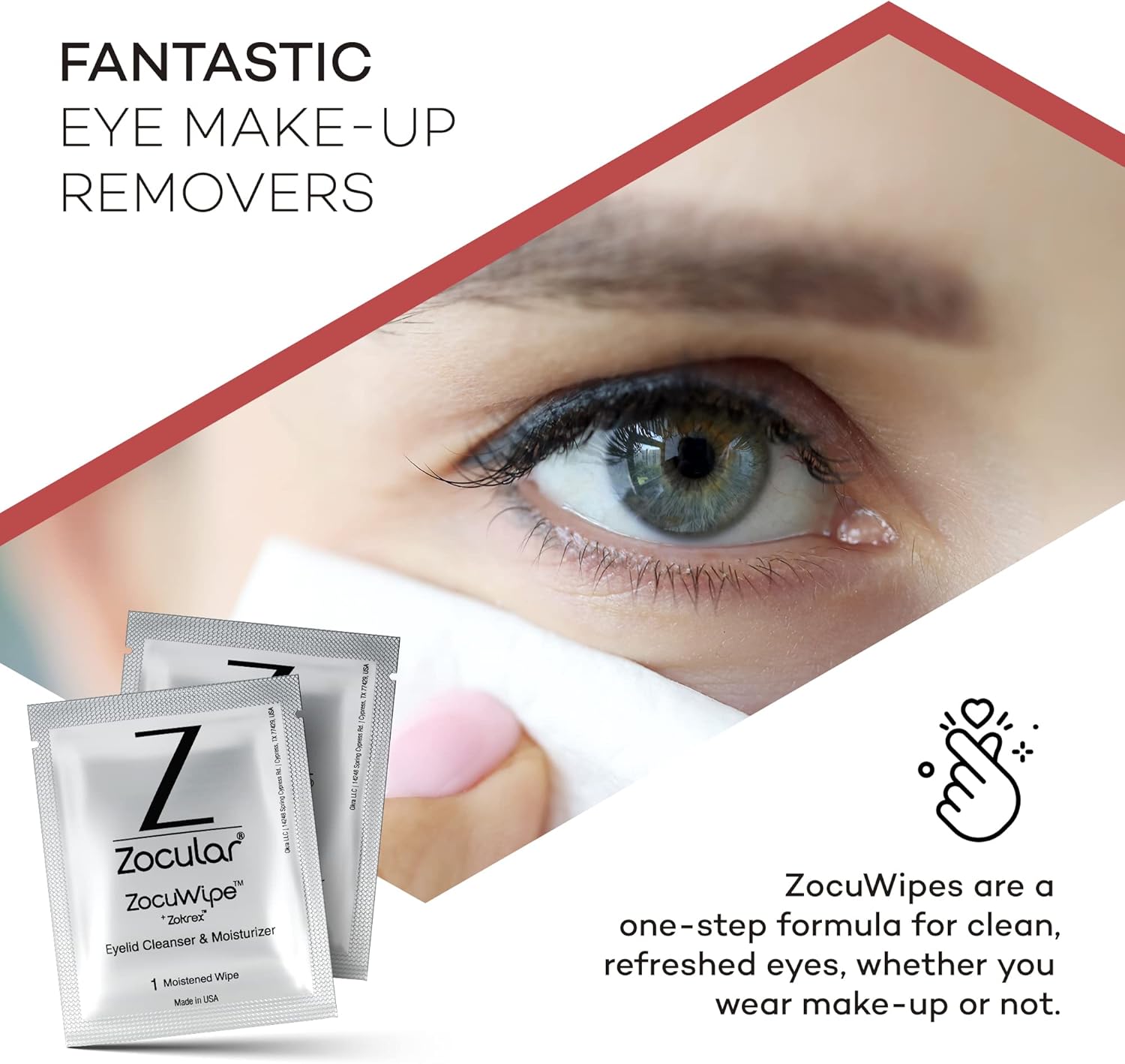 Zocuwipe Eyelid Wipes With Natural Okra Complex - Eyelid Cleanser And Moisturizer Pads For Irritated, Red Eyes From Dry Eye, Blepharitis 40Ct