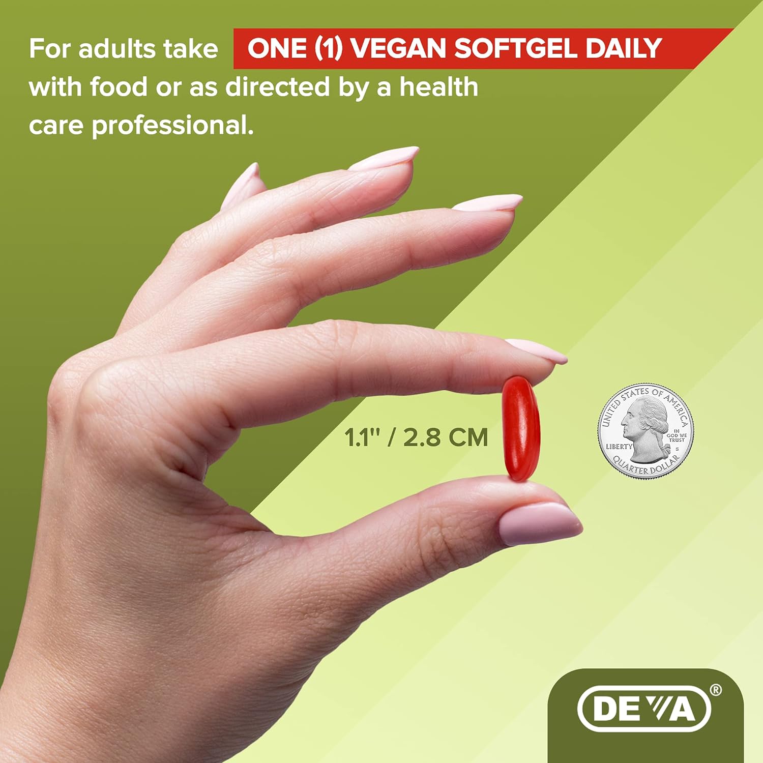 DEVA Vegan Omega-3 DHA EPA Supplement - Once-Per-Day Softgel 500 MG - 