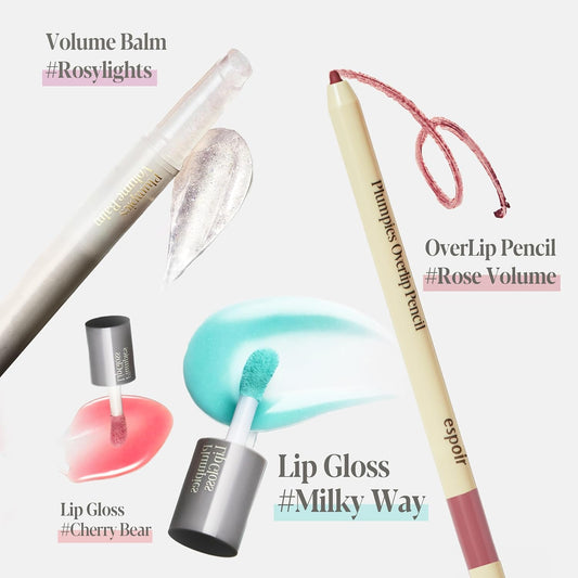 Espoir Plumpies Lip Colloection Lip Gloss #Milky Way ? Color Changing Lip Care With Plumping Effects ? Chubby Tip Lip Gloss For Easy Application ? Switching Color Cool With Bluish Glitter