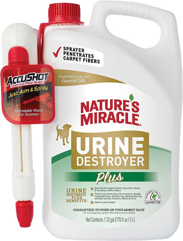 Nature'S Miracle Urine Destroyer Plus For Dogs, Enzymatic Formula For Severe Dog Urine Stains, 1.33 Gal