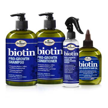 Difeel Biotin Regimen For Hair Growth - 4-Step Shampoo, Condition And Treatment System (4-Pc Set)