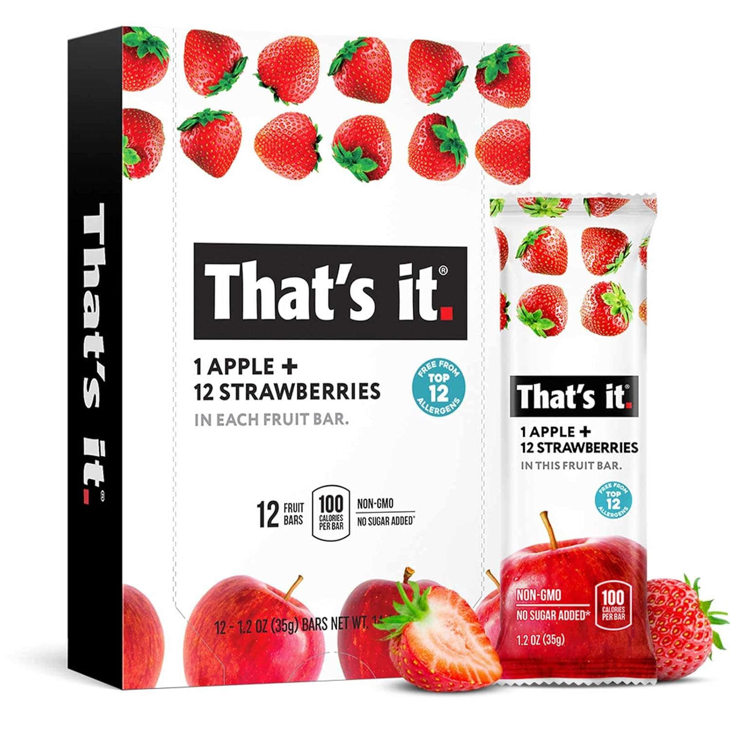 That’S It. Variety, 100% Natural Real Fruit Bar, High Fiber Vegan, Gluten Free Healthy Snack, Paleo For Children & Adults, Non Gmo No Added Sugar (Blueberry, Strawberry, Fig) (36 Pack)