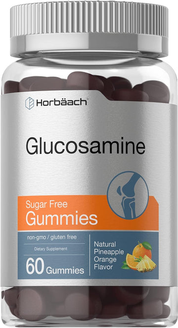 Horbäach Glucosamine Gummies | Sugar Free | 60 Count | Pineapple Orange Flavor | Non-Gmo, Gluten Free Supplement