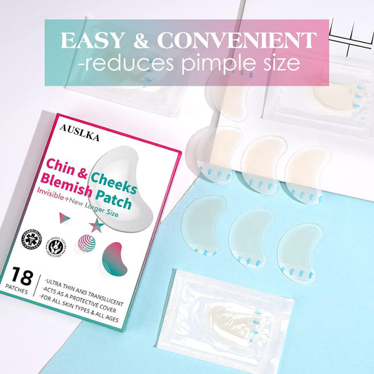 Auslka Pimple Patches For Face,Large Hydrocolloid Patches, Zit & Blemish, Large Spot Stickers For Chin, Cheeks, Body With Tea Tree & Calendula Oil, 18 Count