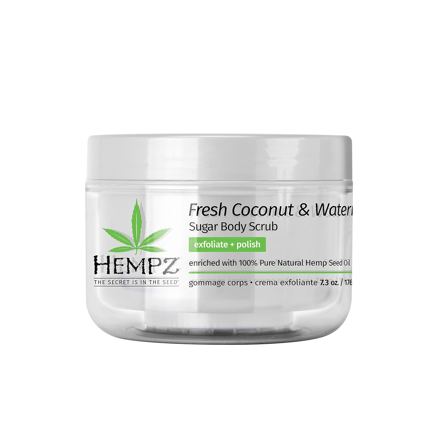 Hempz Herbal Sugar Body Scrub, Pearl White, Fresh Coconut/Watermelon, 7.3 Fluid Ounce