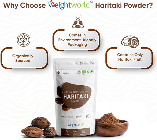 Haritaki Powder Organic (Terminalia Chebula) - Soil Association Certified - For Gut, Skin & Hair - Vegan & Non-Gmo - Organic Superfood Powder For Rejuvenation - Alternative To Haritaki Capsules
