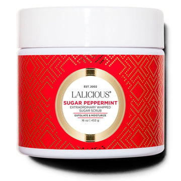 Lalicious Sugar Peppermint Extraordinary Whipped Sugar Scrub - Cane Sugar Body & Foot Scrub, Exfoliating & Moisturizing Skin Care With Coconut Oil & Honey, No Parabens (16Oz)
